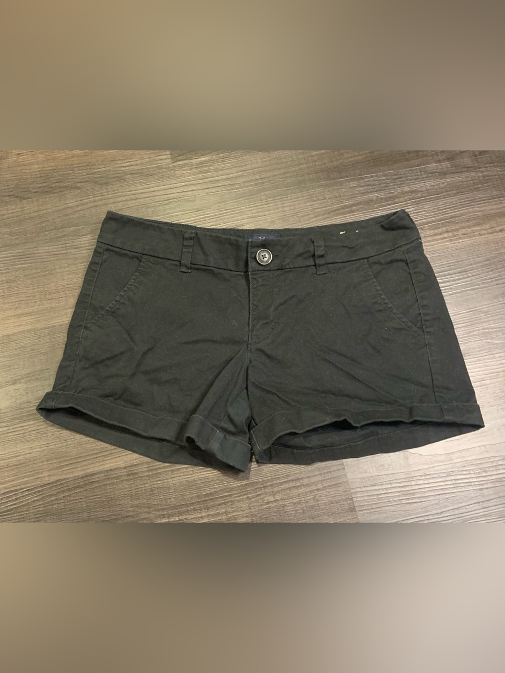American Eagle Outfitters Black Rolled-Hem Jean Shorts